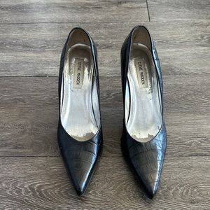 Steve Madden Black Croc-Patterned Heels